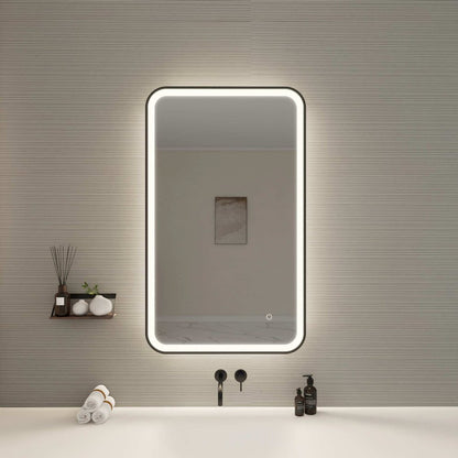 40 Inch Rectangle LED Front and Backlit Wall Mirror in Black