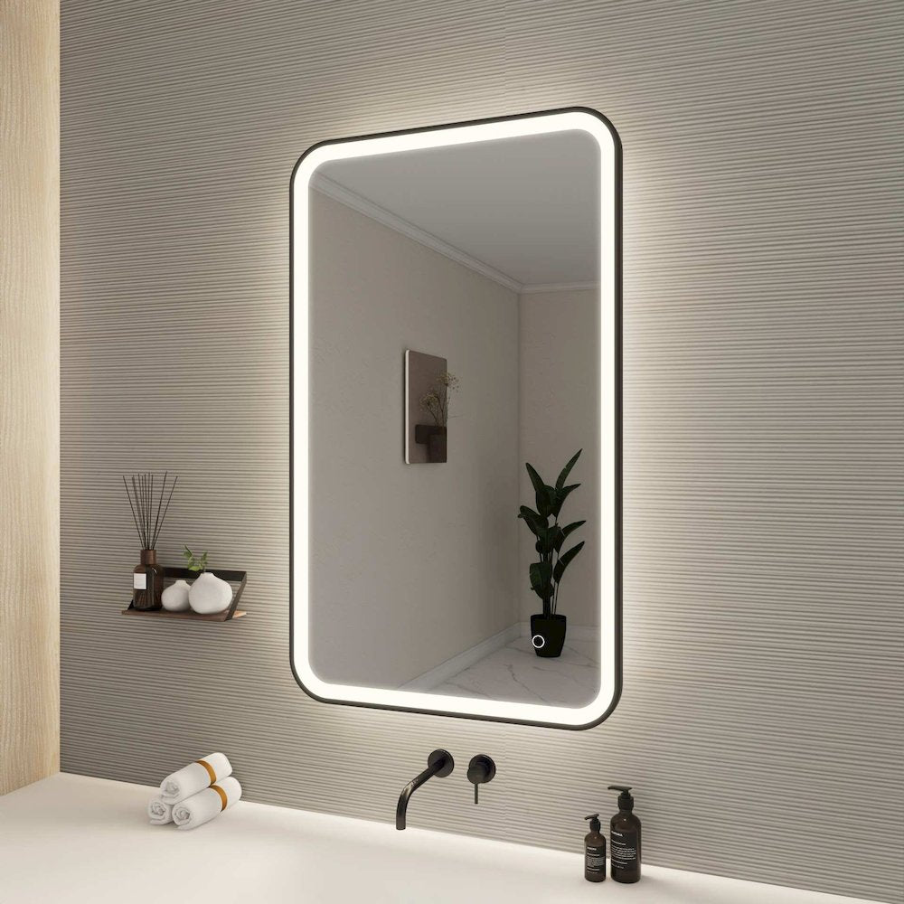 40 Inch Rectangle LED Front and Backlit Wall Mirror in Black
