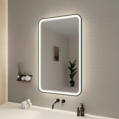 40 Inch Rectangle LED Front and Backlit Wall Mirror in Black