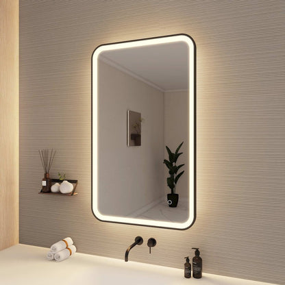 40 Inch Rectangle LED Front and Backlit Wall Mirror in Black