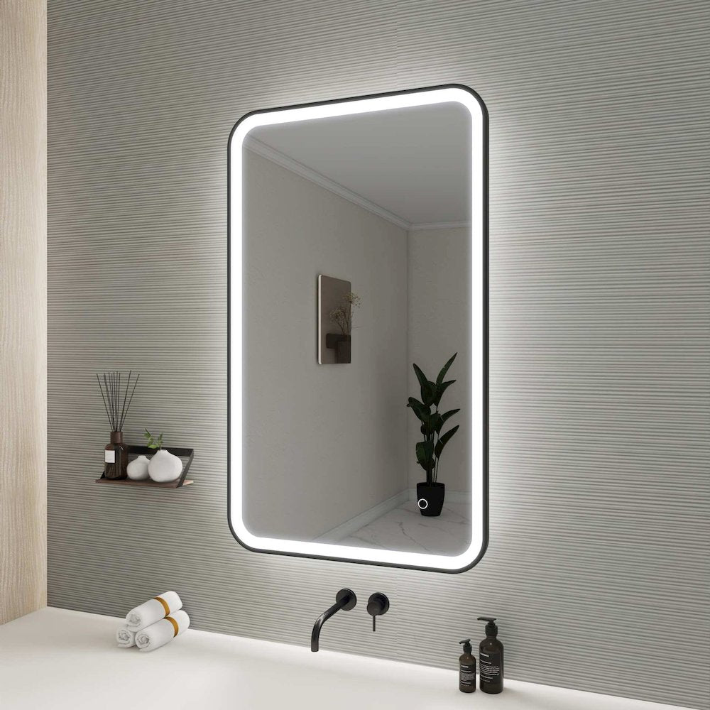 40 Inch Rectangle LED Front and Backlit Wall Mirror in Black
