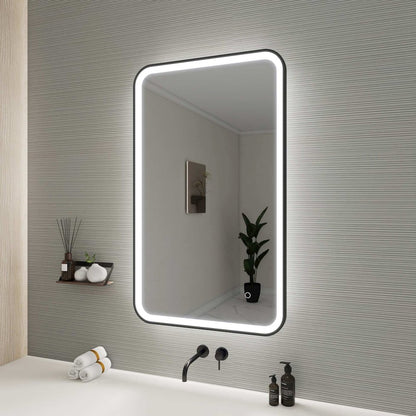 40 Inch Rectangle LED Front and Backlit Wall Mirror in Black