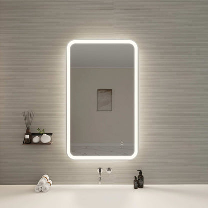 40 Inch Rectangle LED Front and Backlit Wall Mirror in Silver
