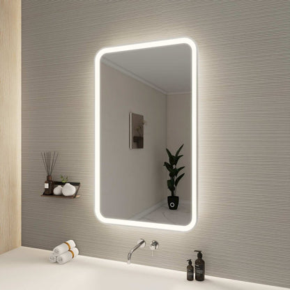 40 Inch Rectangle LED Front and Backlit Wall Mirror in Silver