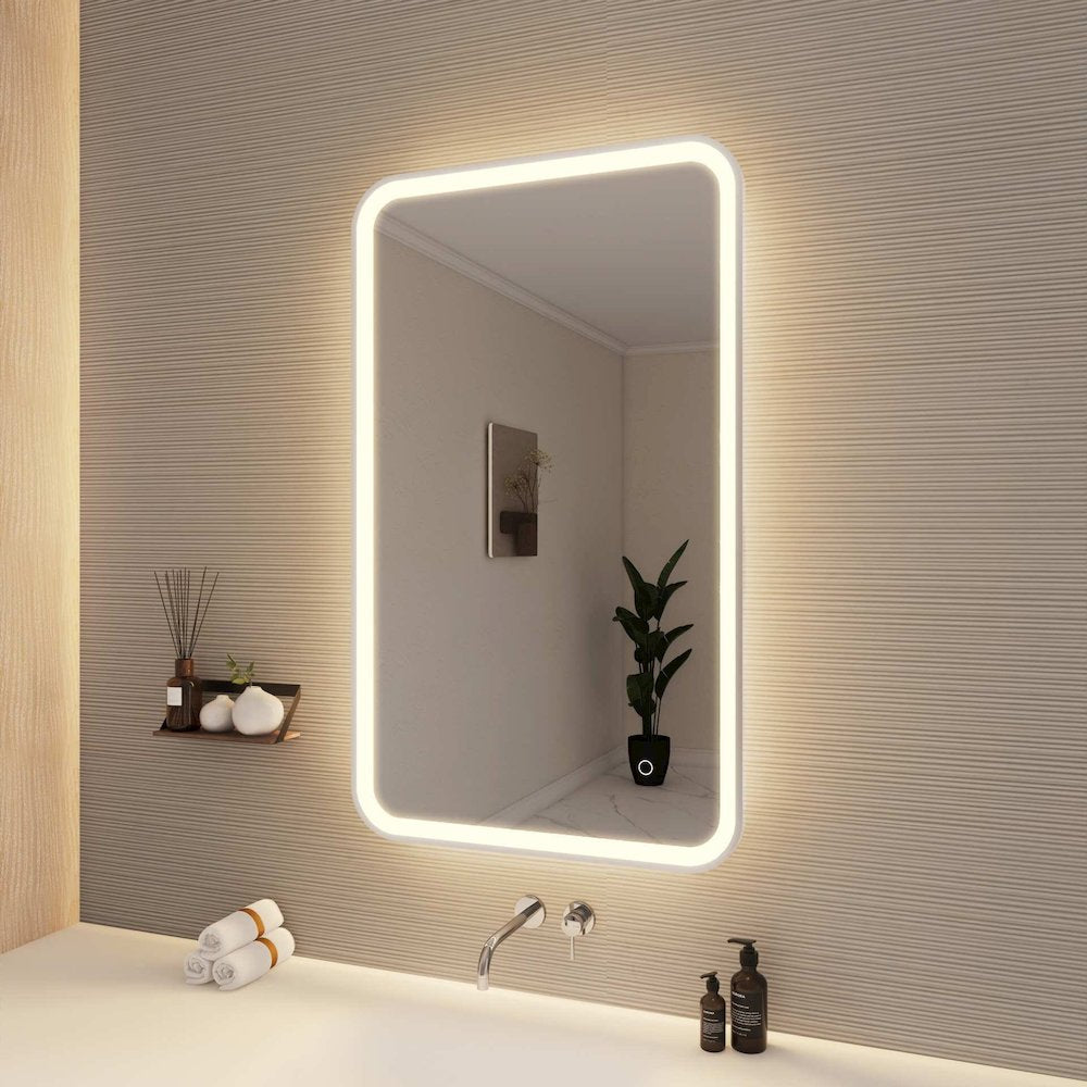 40 Inch Rectangle LED Front and Backlit Wall Mirror in Silver