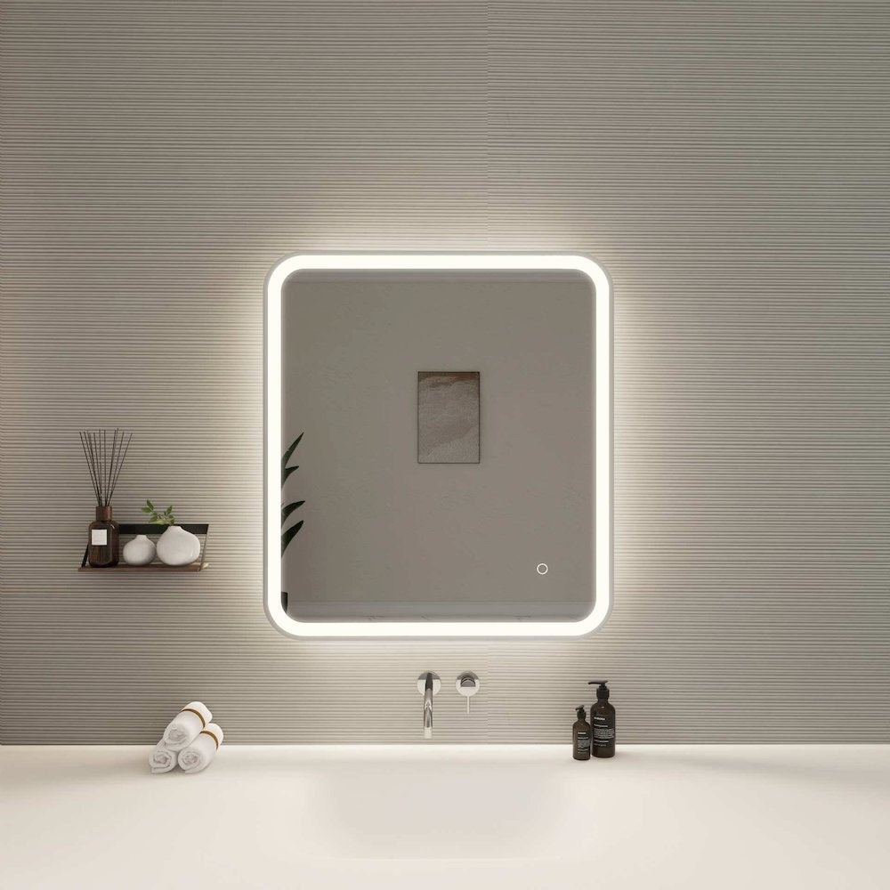 30 Inch Rectangle LED Front and Backlit Wall Mirror in Silver