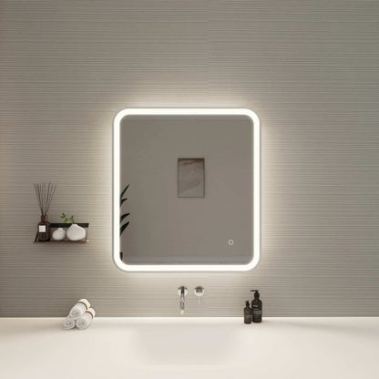 30 Inch Rectangle LED Front and Backlit Wall Mirror in Silver