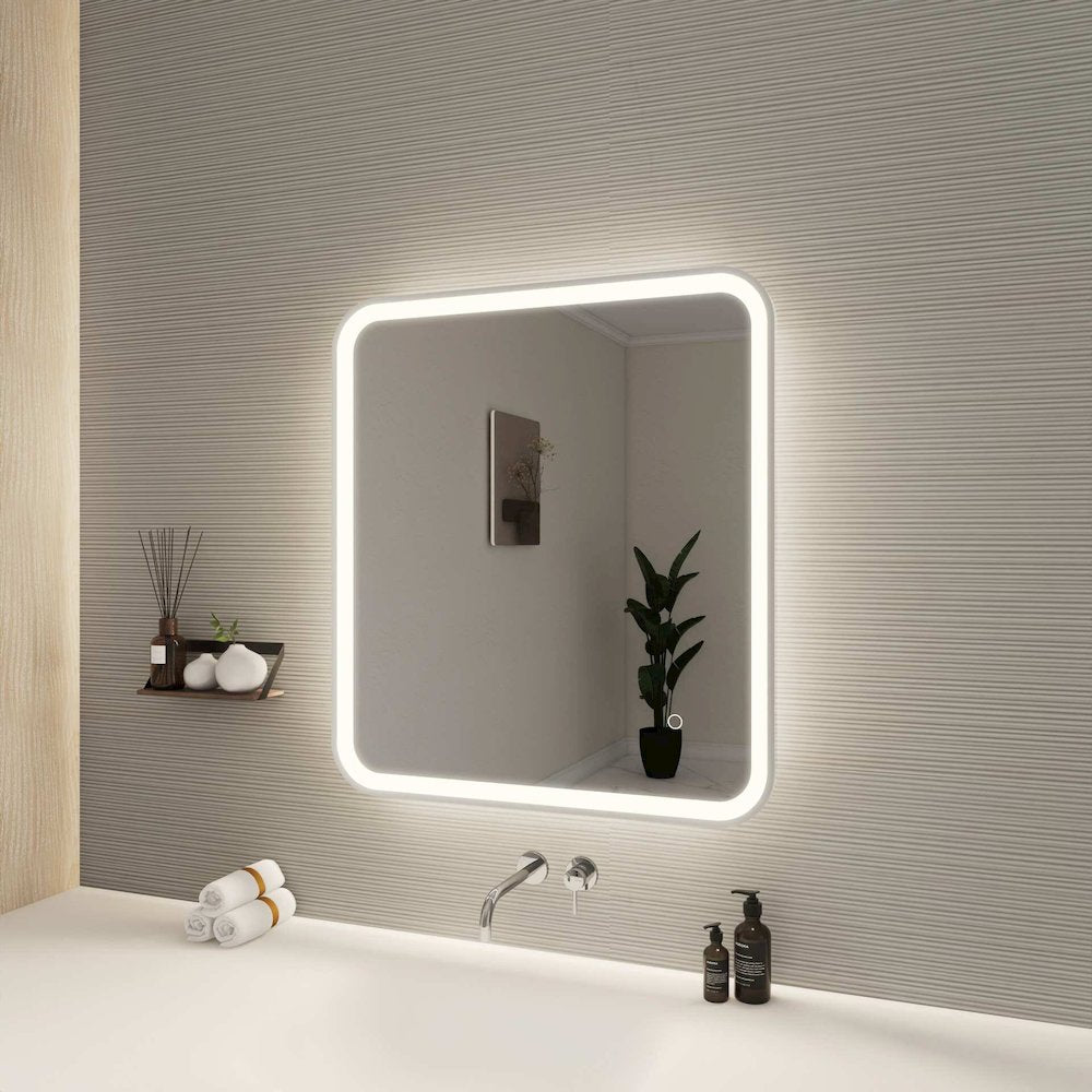 30 Inch Rectangle LED Front and Backlit Wall Mirror in Silver