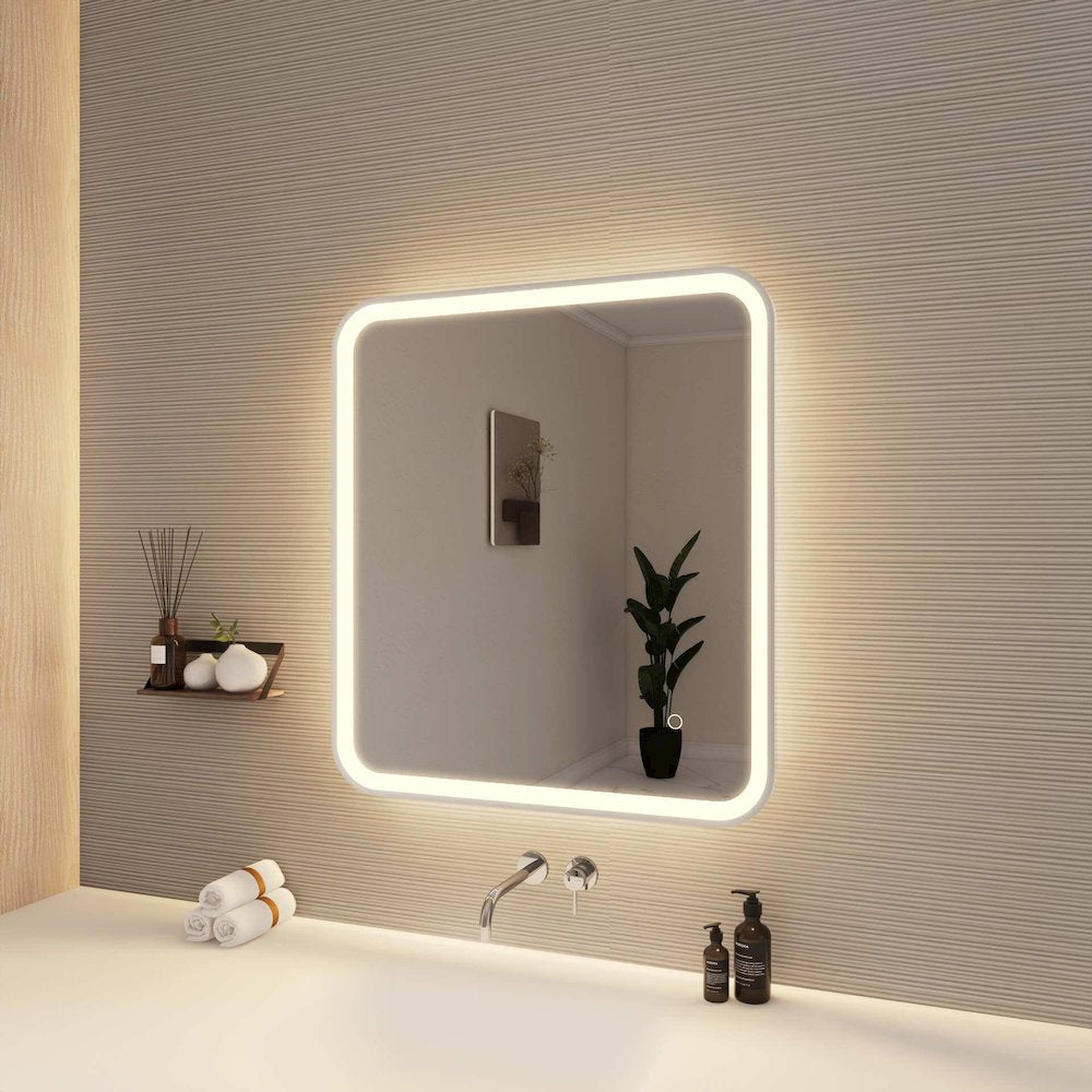 30 Inch Rectangle LED Front and Backlit Wall Mirror in Silver