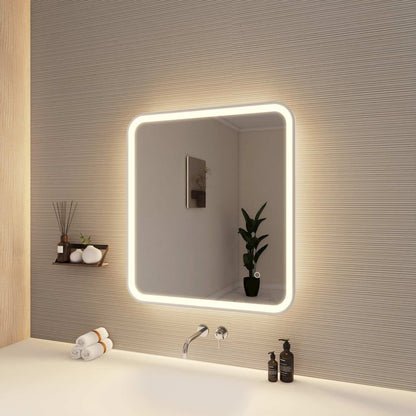 30 Inch Rectangle LED Front and Backlit Wall Mirror in Silver