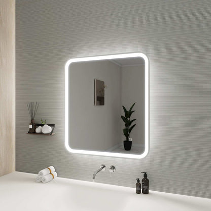 30 Inch Rectangle LED Front and Backlit Wall Mirror in Silver