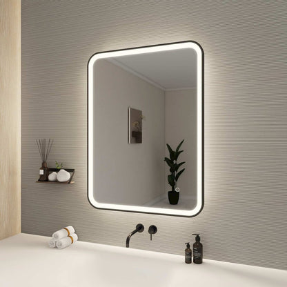 36 Inch Rectangle LED Front and Backlit Wall Mirror in Black