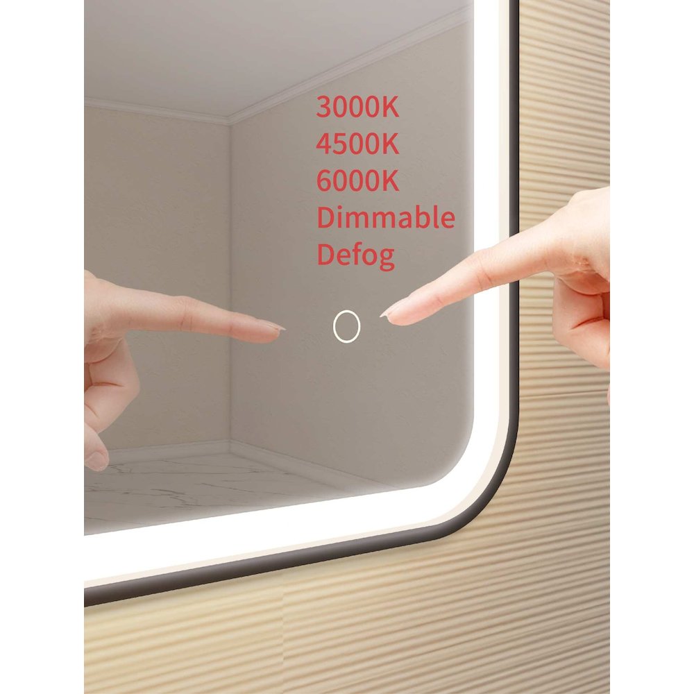 36 Inch Rectangle LED Front and Backlit Wall Mirror in Black