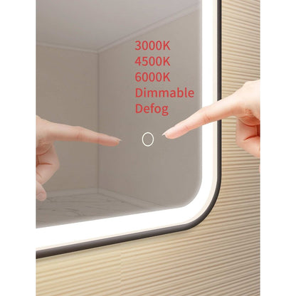 36 Inch Rectangle LED Front and Backlit Wall Mirror in Black