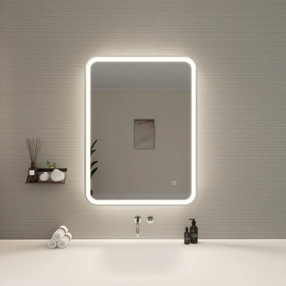 36 Inch Rectangle LED Front and Backlit Wall Mirror in Silver