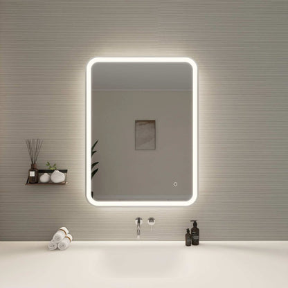36 Inch Rectangle LED Front and Backlit Wall Mirror in Silver