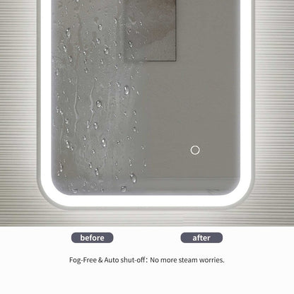 36 Inch Rectangle LED Front and Backlit Wall Mirror in Silver