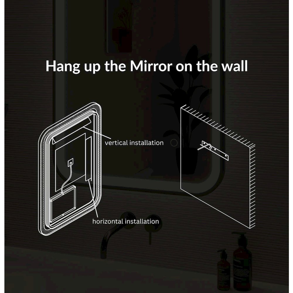 36 Inch Rectangle LED Front and Backlit Wall Mirror in Silver