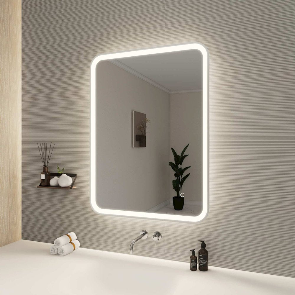 36 Inch Rectangle LED Front and Backlit Wall Mirror in Silver