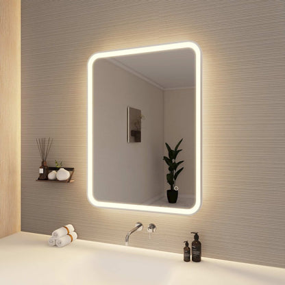36 Inch Rectangle LED Front and Backlit Wall Mirror in Silver