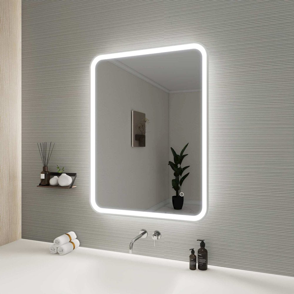 36 Inch Rectangle LED Front and Backlit Wall Mirror in Silver