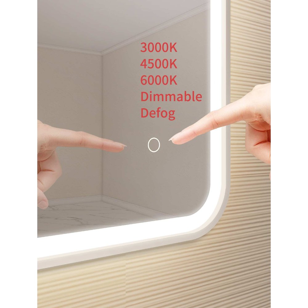 36 Inch Rectangle LED Front and Backlit Wall Mirror in Silver