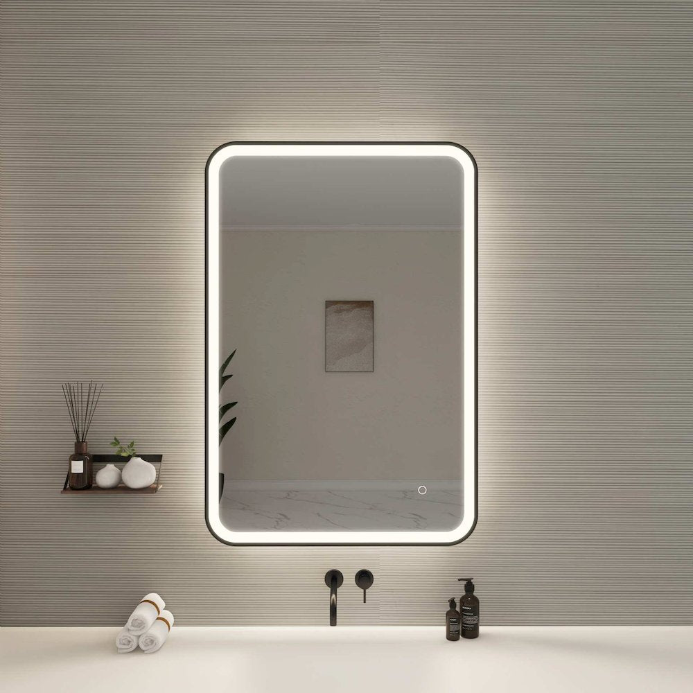 40 Inch Rectangle LED Front and Backlit Wall Mirror in Black