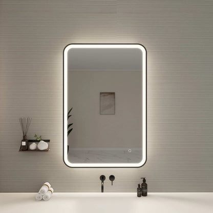 40 Inch Rectangle LED Front and Backlit Wall Mirror in Black