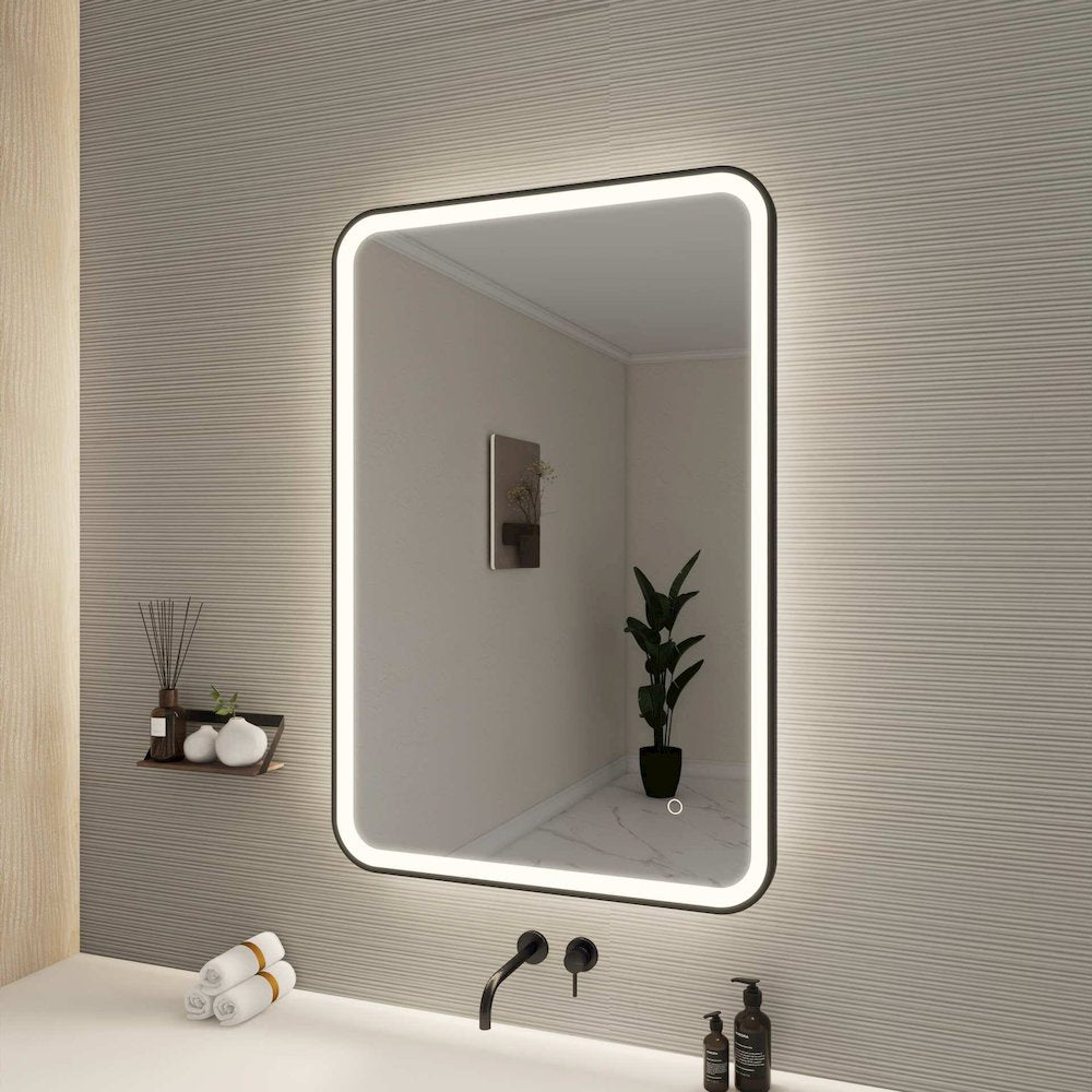 40 Inch Rectangle LED Front and Backlit Wall Mirror in Black