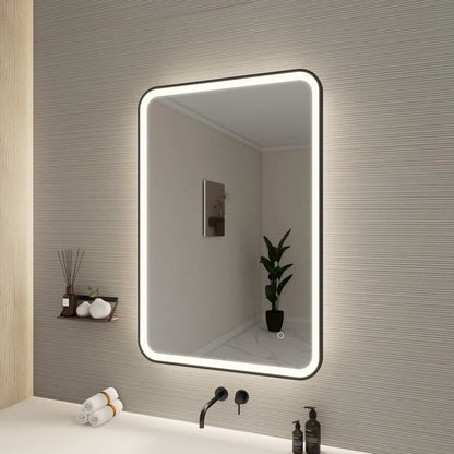 40 Inch Rectangle LED Front and Backlit Wall Mirror in Black
