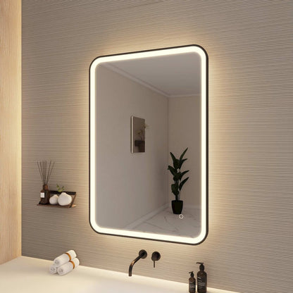 40 Inch Rectangle LED Front and Backlit Wall Mirror in Black