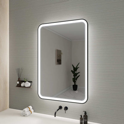 40 Inch Rectangle LED Front and Backlit Wall Mirror in Black