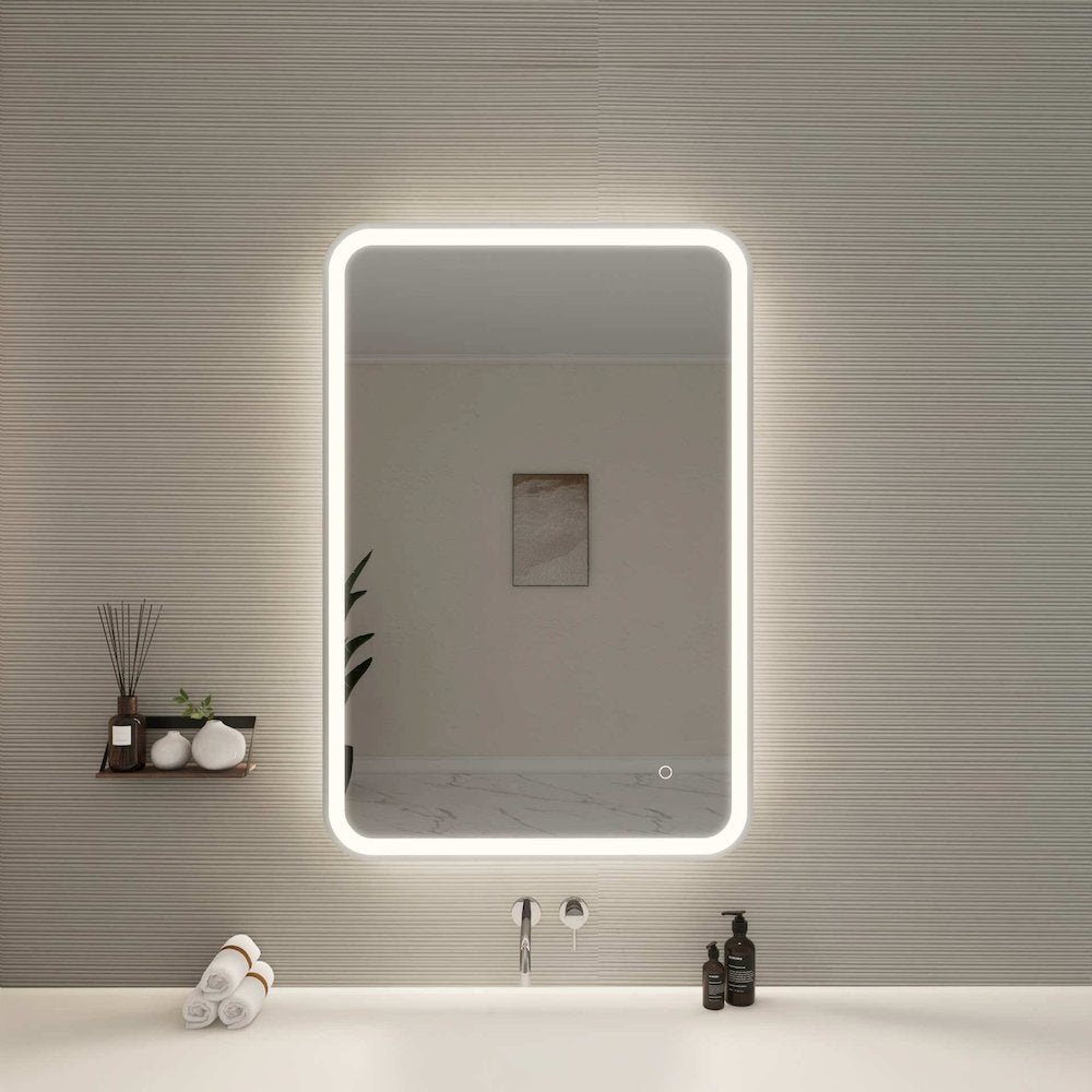40 Inch Rectangle LED Front and Backlit Wall Mirror in Silver