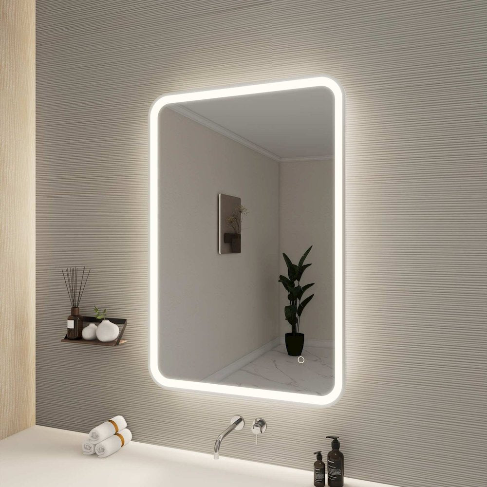 40 Inch Rectangle LED Front and Backlit Wall Mirror in Silver
