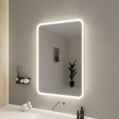40 Inch Rectangle LED Front and Backlit Wall Mirror in Silver