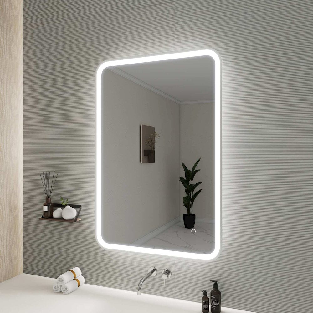 40 Inch Rectangle LED Front and Backlit Wall Mirror in Silver