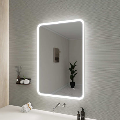 40 Inch Rectangle LED Front and Backlit Wall Mirror in Silver