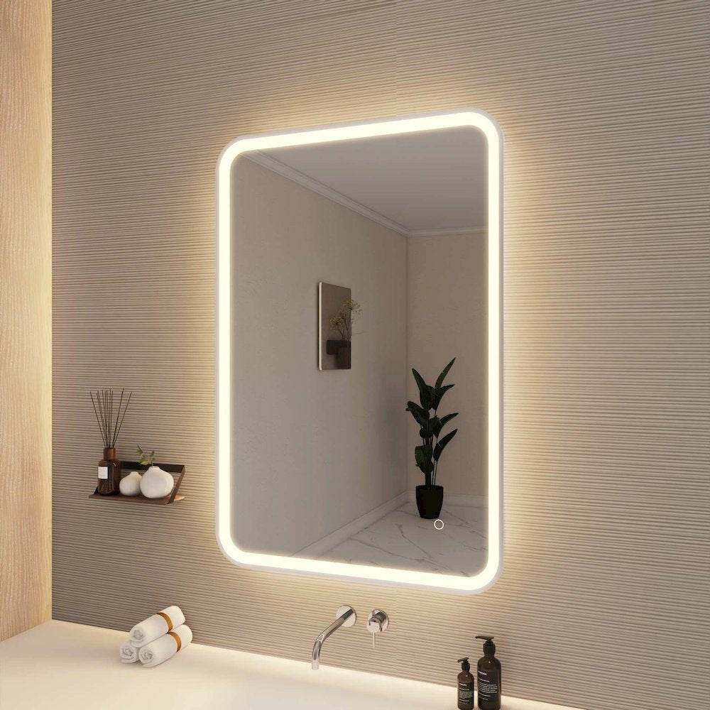 40 Inch Rectangle LED Front and Backlit Wall Mirror in Silver