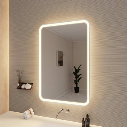 40 Inch Rectangle LED Front and Backlit Wall Mirror in Silver
