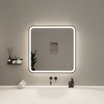 30 Inch Rectangle LED Front and Backlit Wall Mirror in Black