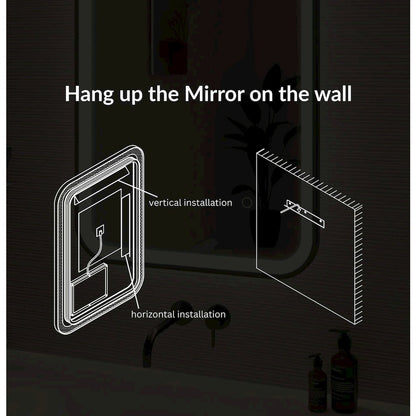 30 Inch Rectangle LED Front and Backlit Wall Mirror in Black