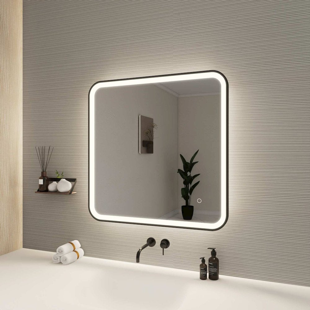 30 Inch Rectangle LED Front and Backlit Wall Mirror in Black