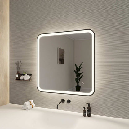 30 Inch Rectangle LED Front and Backlit Wall Mirror in Black
