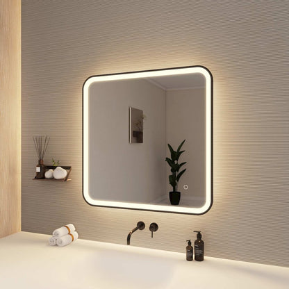 30 Inch Rectangle LED Front and Backlit Wall Mirror in Black