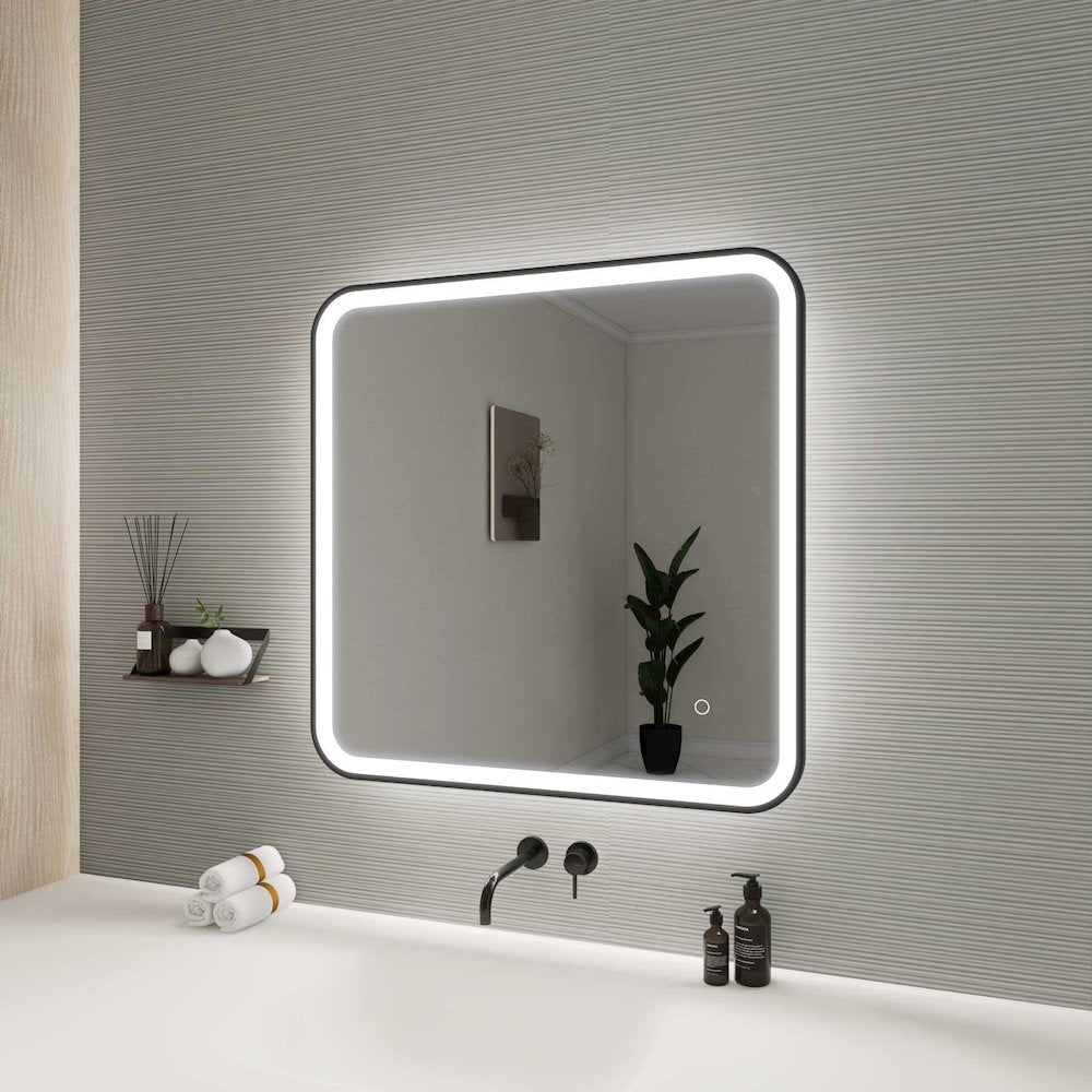30 Inch Rectangle LED Front and Backlit Wall Mirror in Black