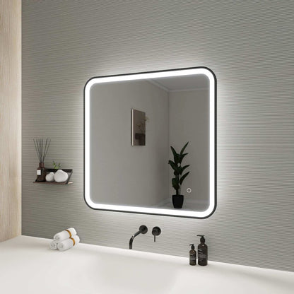 30 Inch Rectangle LED Front and Backlit Wall Mirror in Black