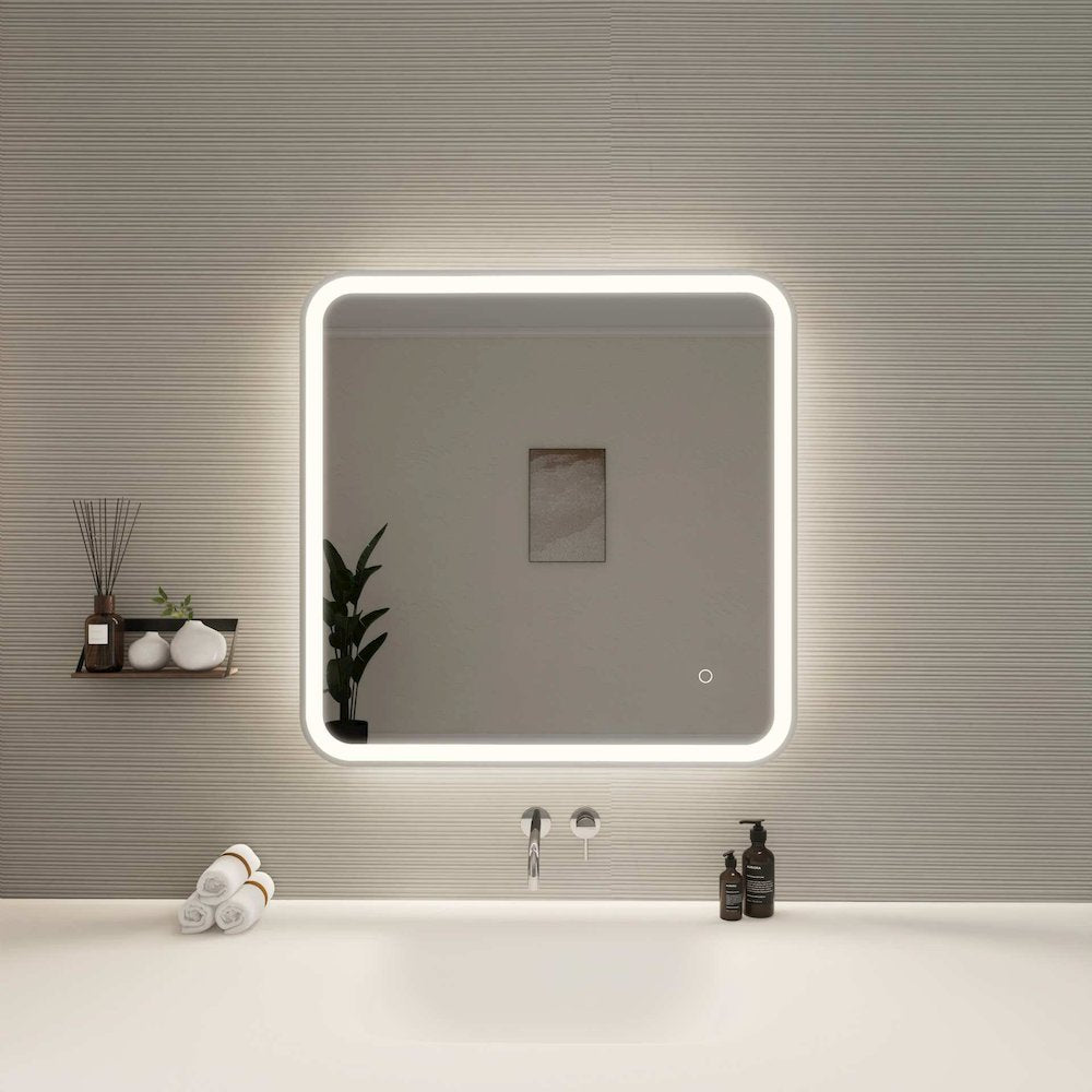 30 Inch Rectangle LED Front and Backlit Wall Mirror in Silver