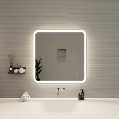 30 Inch Rectangle LED Front and Backlit Wall Mirror in Silver