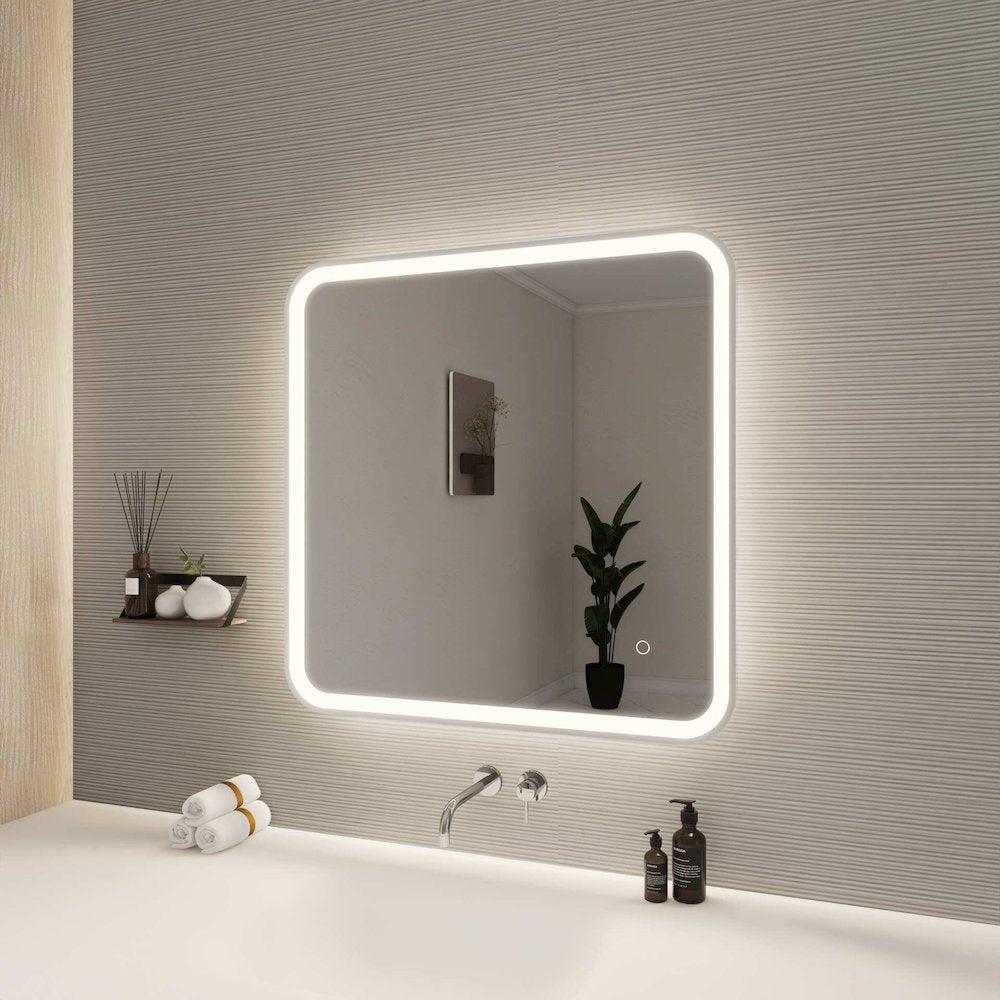 30 Inch Rectangle LED Front and Backlit Wall Mirror in Silver
