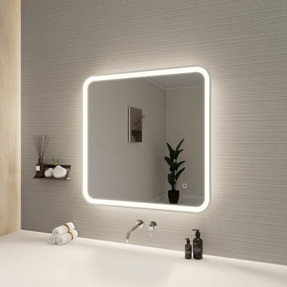 30 Inch Rectangle LED Front and Backlit Wall Mirror in Silver